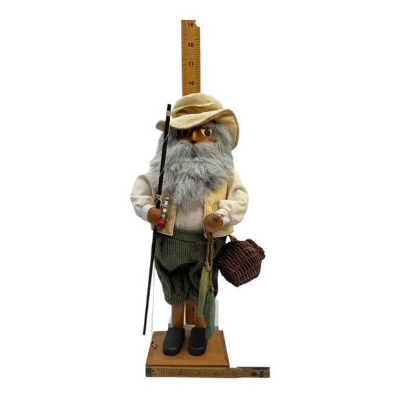 Vtg Fisherman Angler Nutcracker Hat,Vest,Corduroy Pants,Fishing Rod,Fish,Basket - Picture 13 of 13